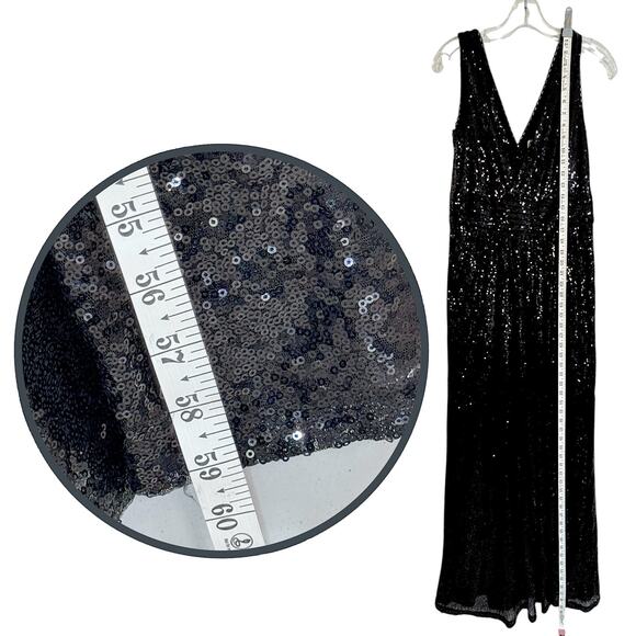 Formal Evening Gown Black Sequin Maxi Kate Kasin 8 Glam Gala Event Pageant Prom - Picture 6 of 10